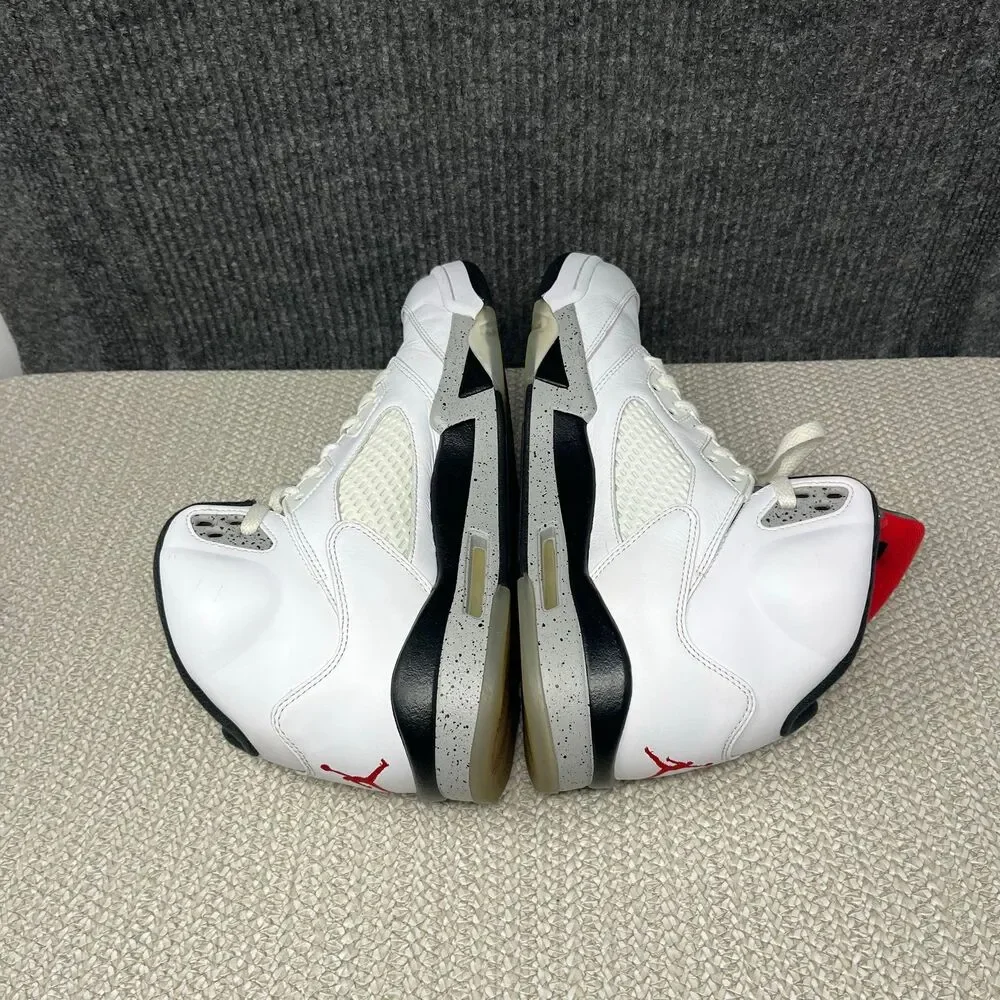 Nike Air Jordan 5 Retro White Cement Black Red Shoes Mens 11 136027-104